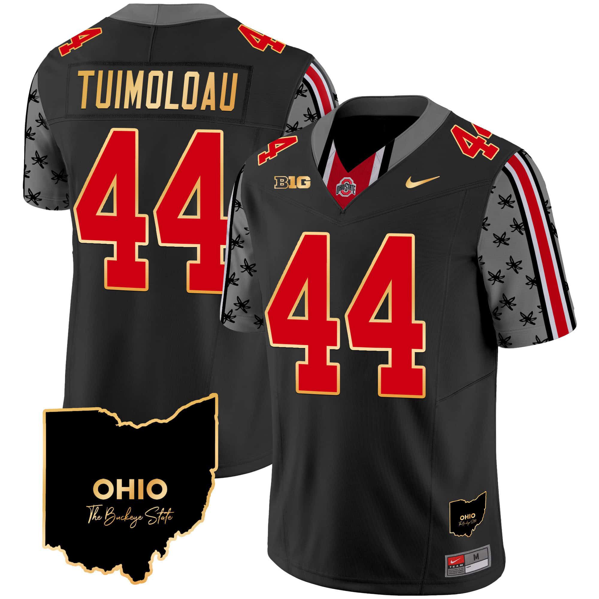 Men Ohio State Buckeyes #44 Tuimoloau Black 2024 Nike Home Patch Gold Trim Vapor Limited NCAA Jersey style 1->customized nfl jersey->Custom Jersey